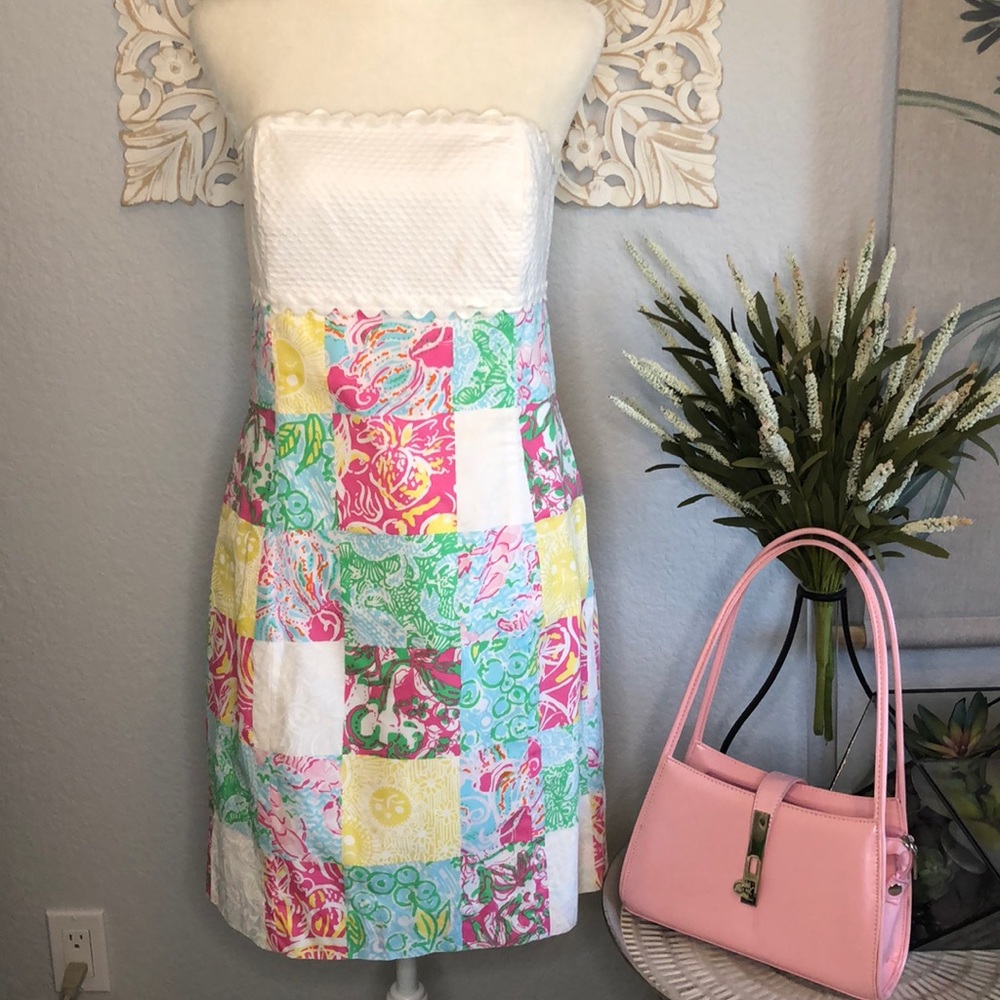 Lilly Pulitzer Patchwork Strapless Dress 6